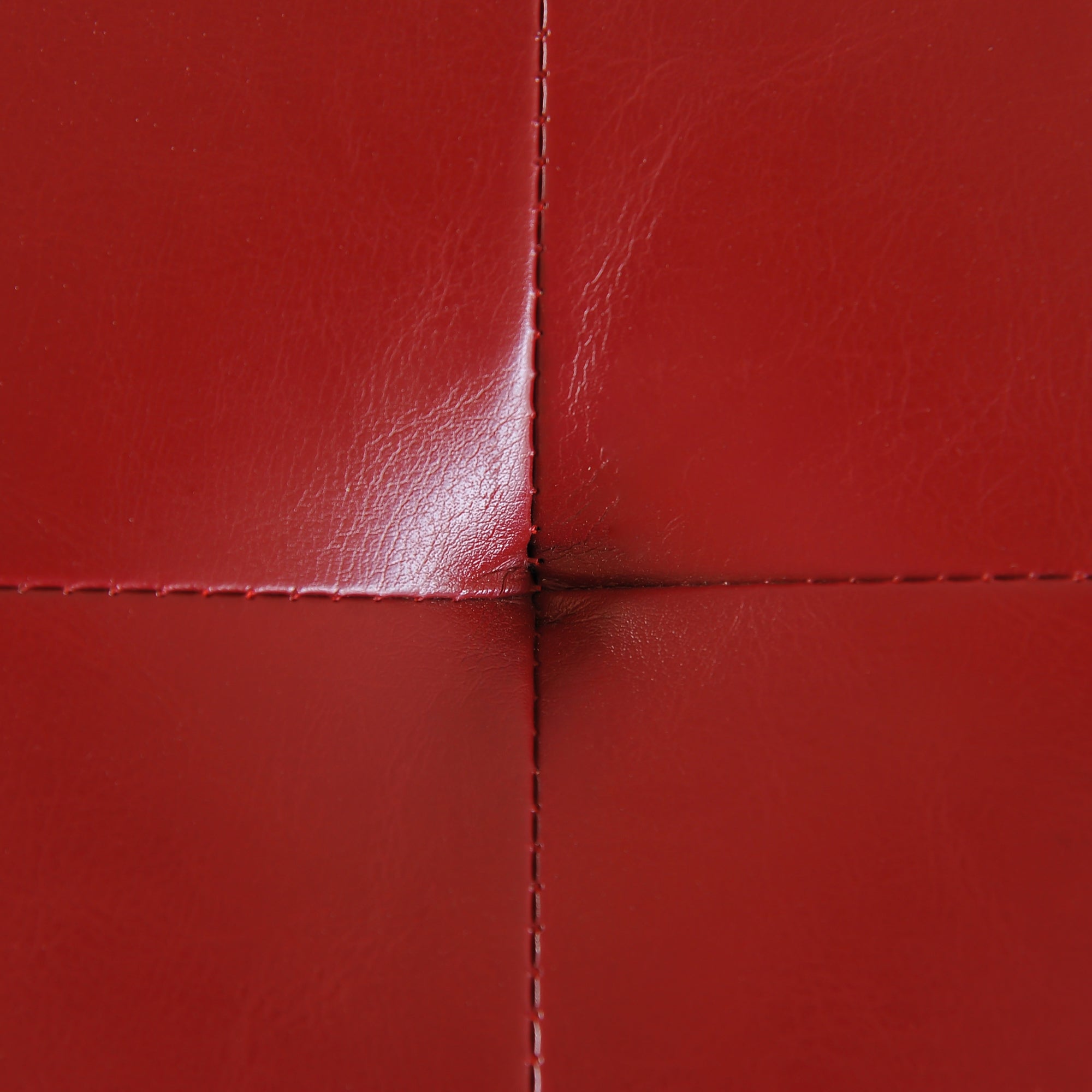50.5" Faux Leather Rectangular Tufted Storage Ottoman, Bright Red