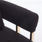 2-Set Living Room Teddy Fleece Upholstered Side Chair with Gold Metal Legs, Modern Decorative Chair, 26" L x 24.5" W x 27" H, Black+Gold