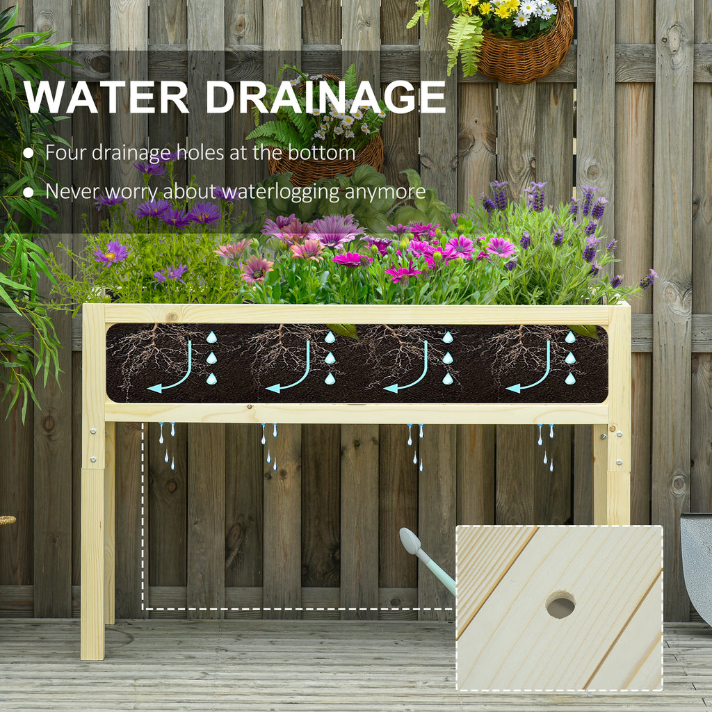 Raised Garden Bed Elevated Wooden Planter Box with Space-Saving Folding Design, Drainage Holes, & Inner Liner for Vegetable Fruit Herb Grow