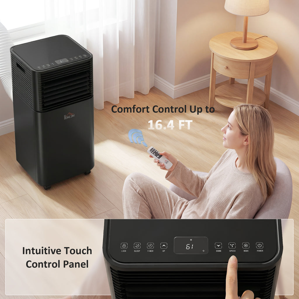 10000 BTU Portable Air Conditioner with Dehumidifier, Cooling Fan, Sleep, Remote, 24H Timer, Auto Off, Black