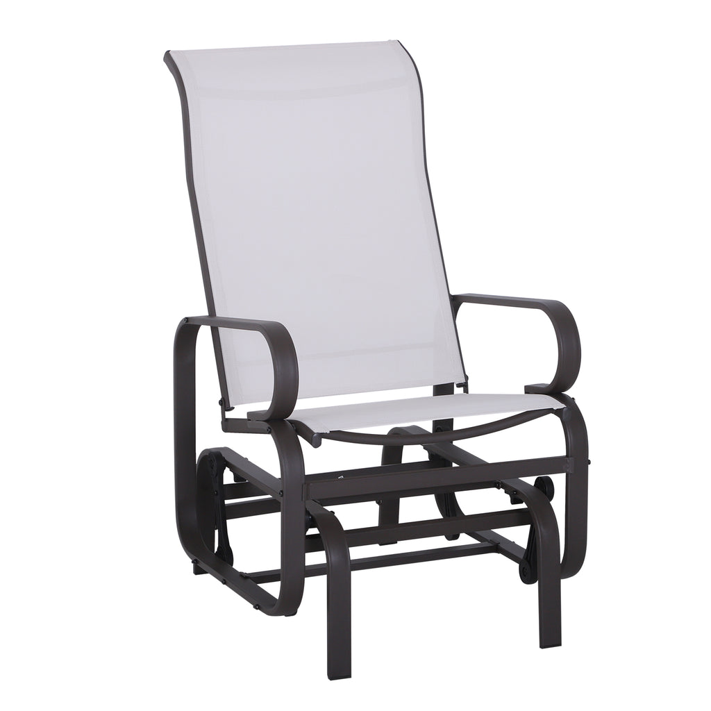 Gliding Lounger Chair, Single Rocker with Lightweight Metal & Mesh Construction, White