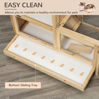 2-Tier Wooden Hamster Cage, Small Animals Hutch, w/ Seesaw, Tray