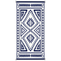 Reversible Outdoor Rug, Waterproof Plastic Straw with Carry Bag, 9' x 18', Blue & White Square Patchwork