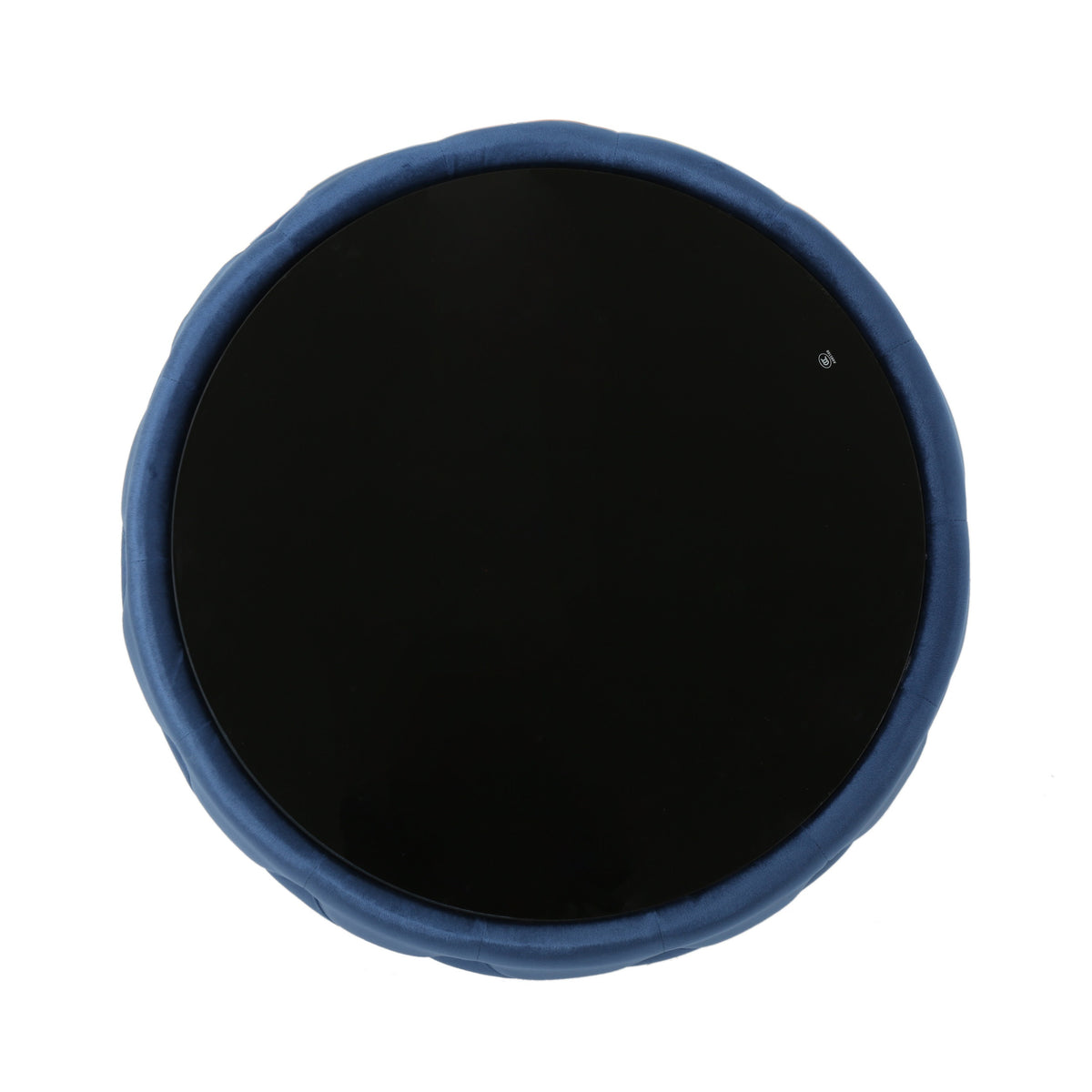 Velvet Ottoman with Cushioned Top, Sturdy Frame, and Space-Saving Design, 30" L x 30" W x 14.5" H, Dark Blue