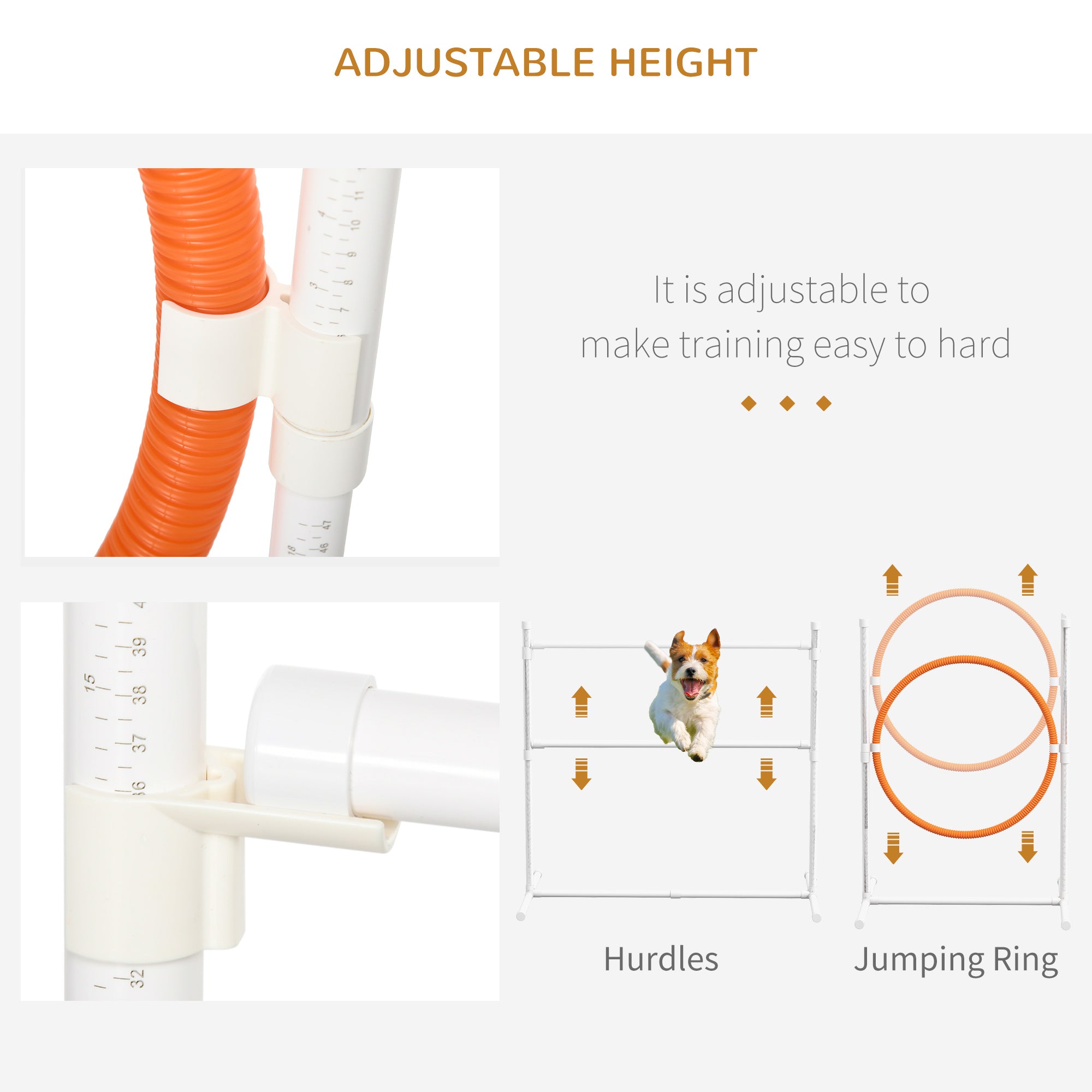 7pc Agility Training Equipment for Dogs w/ Tunnels, Weave Poles Adjustable Hurdle, Jumping Ring, Pause Box, Blue