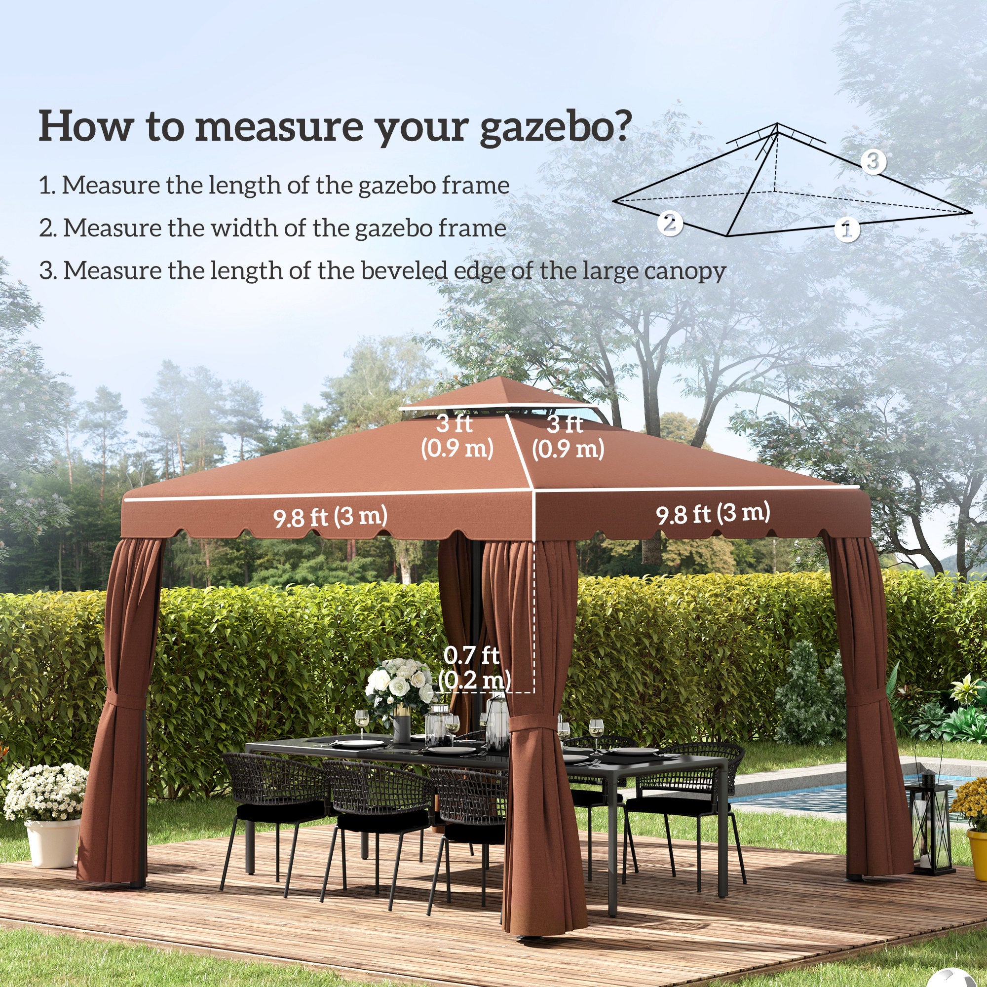 Model 84C-051 or 84C-269 10' x 10' Gazebo Replacement Canopy, Coffee