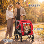 2-in-1 Pet Bike Trailer for Small Medium Dogs, Road-Visibility Dog Stroller Bicycle Carrier, Weather-Strong Bike Wagon Trailer Sidecar Attachment, Red
