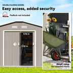 Garden Metal Shed, Storage Shed Utility Storage with Double Locking Doors for Bike, Yard Tools, Light Gray