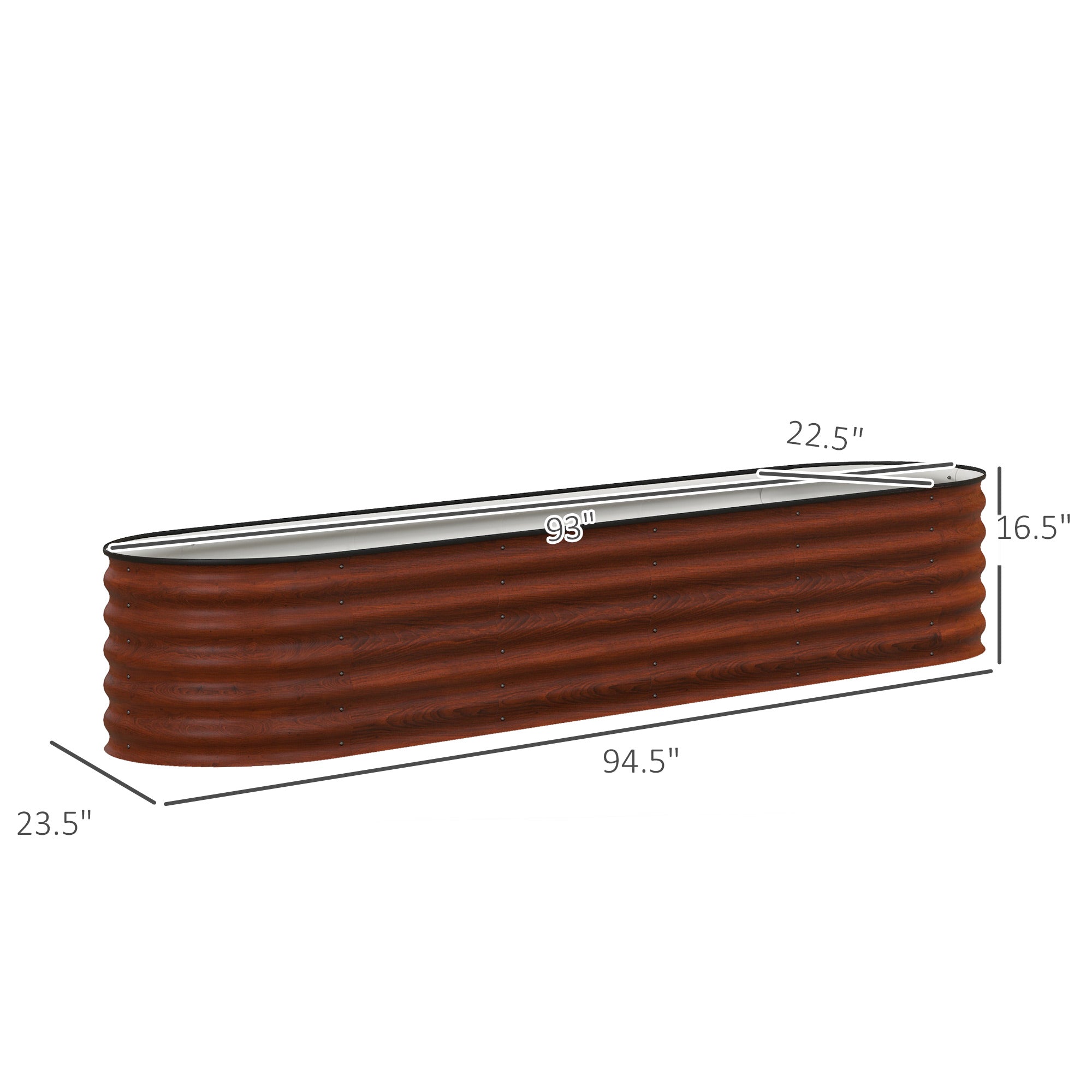 7.9' x 2' x 1.4' Galvanized Raised Garden Bed Kit, Metal Planter Box with Safety Edging, Brown