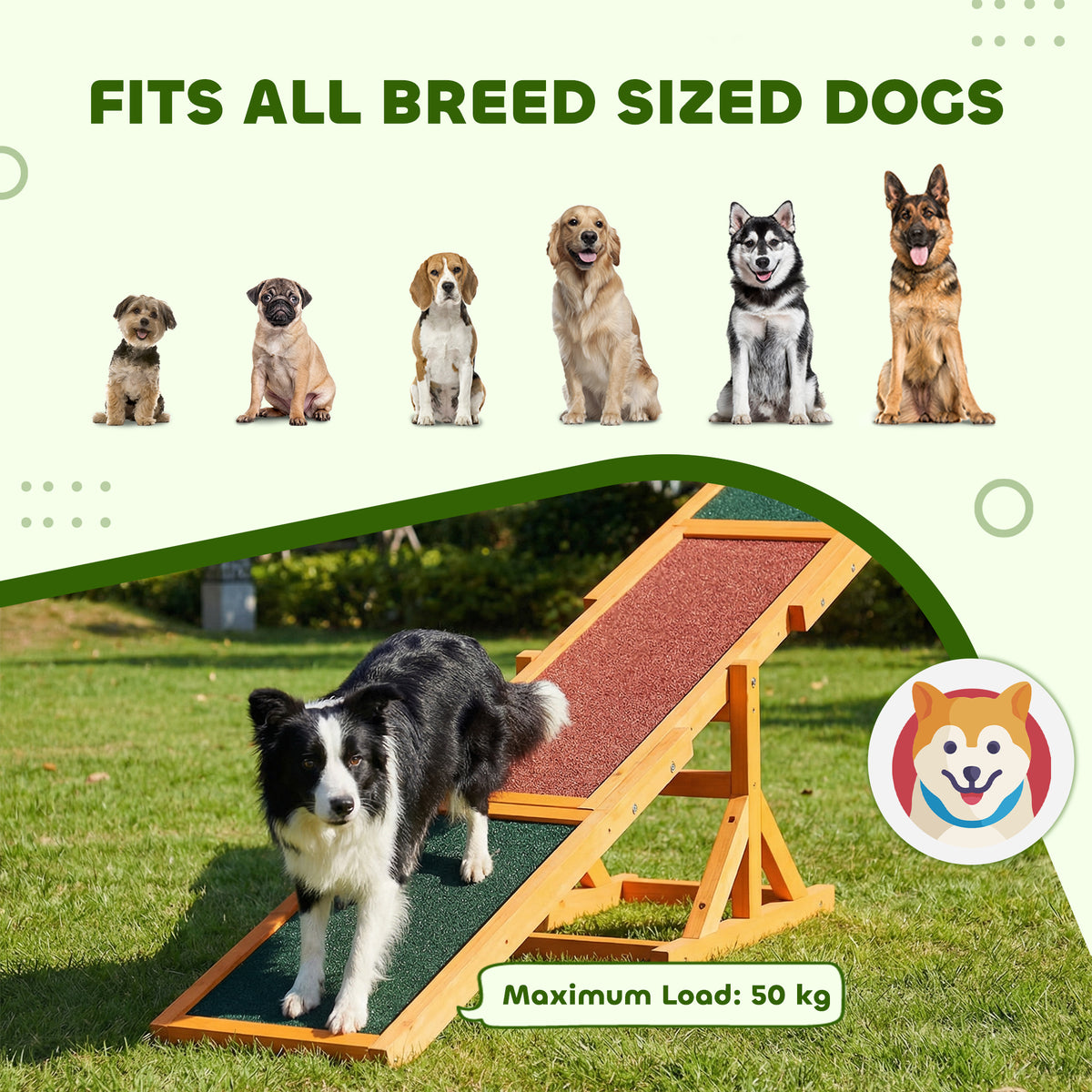 Wooden Dog Agility Seesaw for Balance Training and Exercise, Platform Equipment Run Game Toy, Weather Resistant Pet Supplies, for Outdoor Backyard, 71" L x 12" W x 12" H, Natural