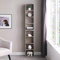 8-Tier Adjustable Slim Bookshelf with Adjustable Shelves, Anti-Tip Hardware, Detachable Cabinets for Living Room, 11.5" L x 9.5" W x 71" H, Gray