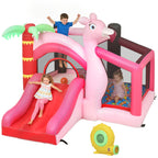 Inflatable Bounce House with Ball Pool, Basketball Hoop, Jumping Bouncy Castle with Blower for Indoor Outdoor, Pink