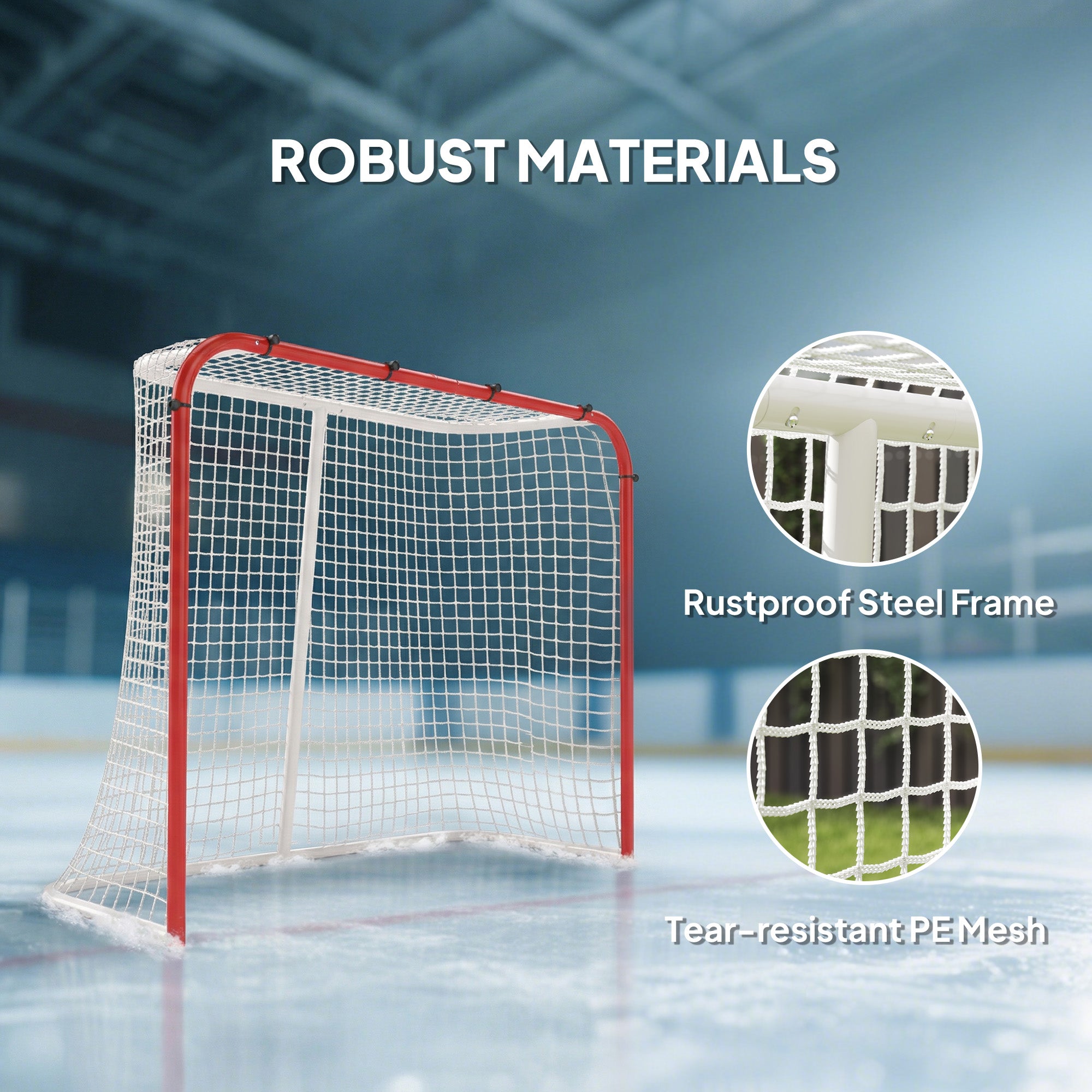 Hockey Net, All Weather Street Hockey Goal with Steel Frame, PE Mesh for Backyard, Easy Assembly