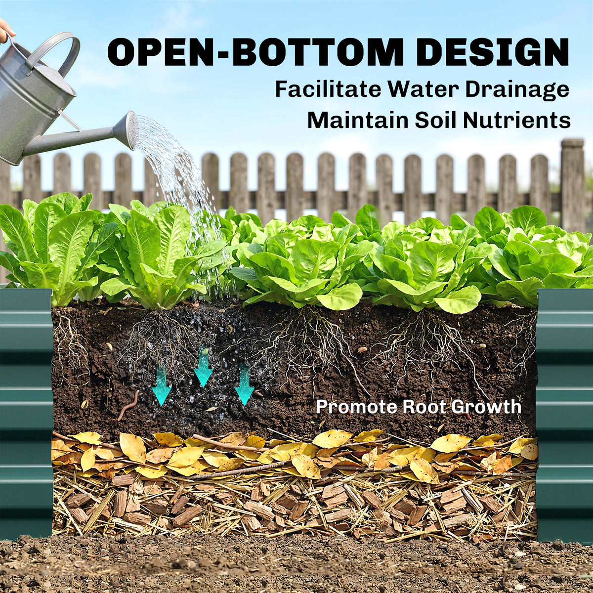 95" x 36" x 12" Galvanized Raised Garden Bed, Easy DIY and Cleaning for Growing Flowers, Herbs, Succulents, Green