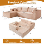Compressed Sofa Minimalist Sectional with Comfy Chaise, Modular Oversized Sofa for Living Rooms, 110'' L x 70.5'' W x 23.5'' H, Beige