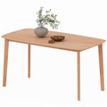 Pine Wood Dining Table for 6, 47" Rustic Rectangular Kitchen Table with Large Tabletop for Dining Room, Natural
