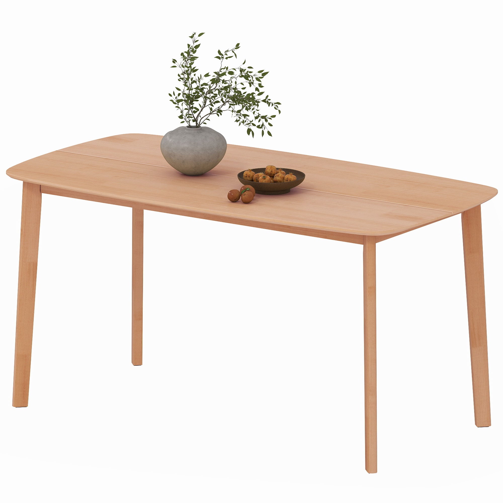 Pine Wood Dining Table for 6, 47" Rustic Rectangular Kitchen Table with Large Tabletop for Dining Room, Natural