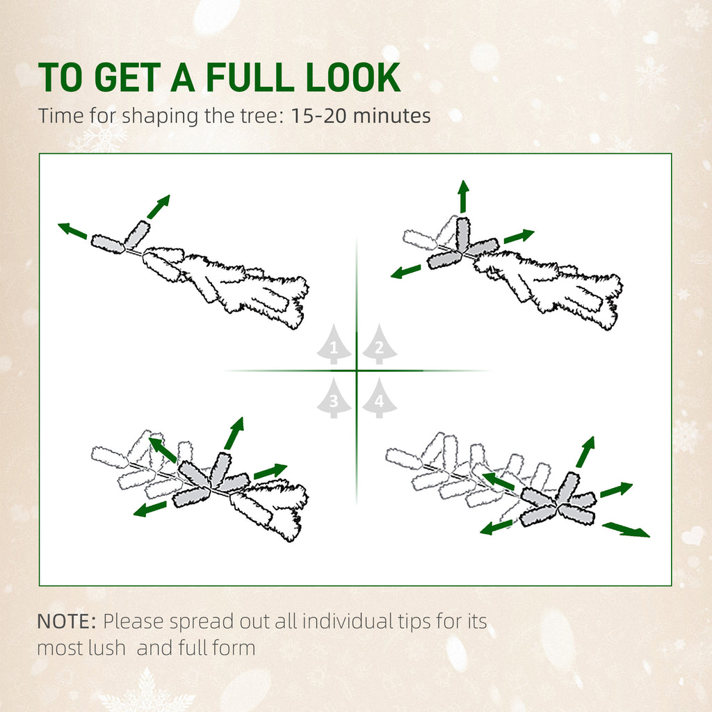 6ft Pre-Lit Snow-Flocked Slim Douglas Fir Artificial Christmas Tree with Realistic Branches, 250 LED Lights and 462 Tips