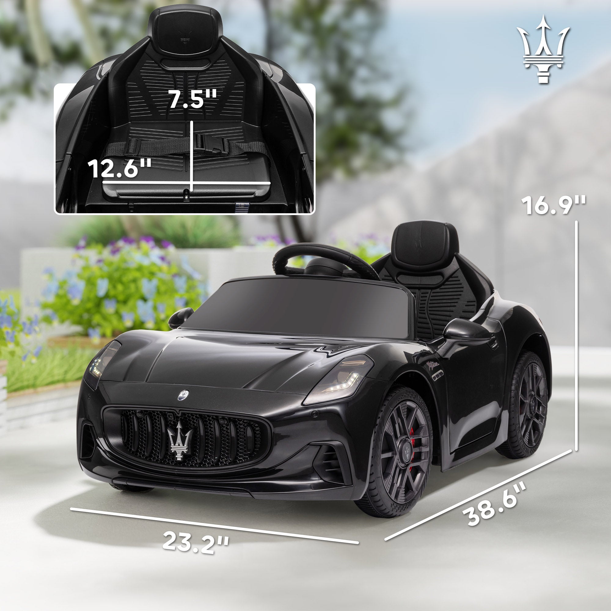 Gran Turismo Licensed 12V Kids Electric Car w/ Remote Control, Soft Start, LED Lights, Music, Horn, Black