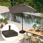 Square Patio Umbrella Base Holder, Heavy Duty Outdoor Umbrella Stand Base, Filled Up to 42lbs with Sand or 33lbs with Water for Garden, Poolside, Brown