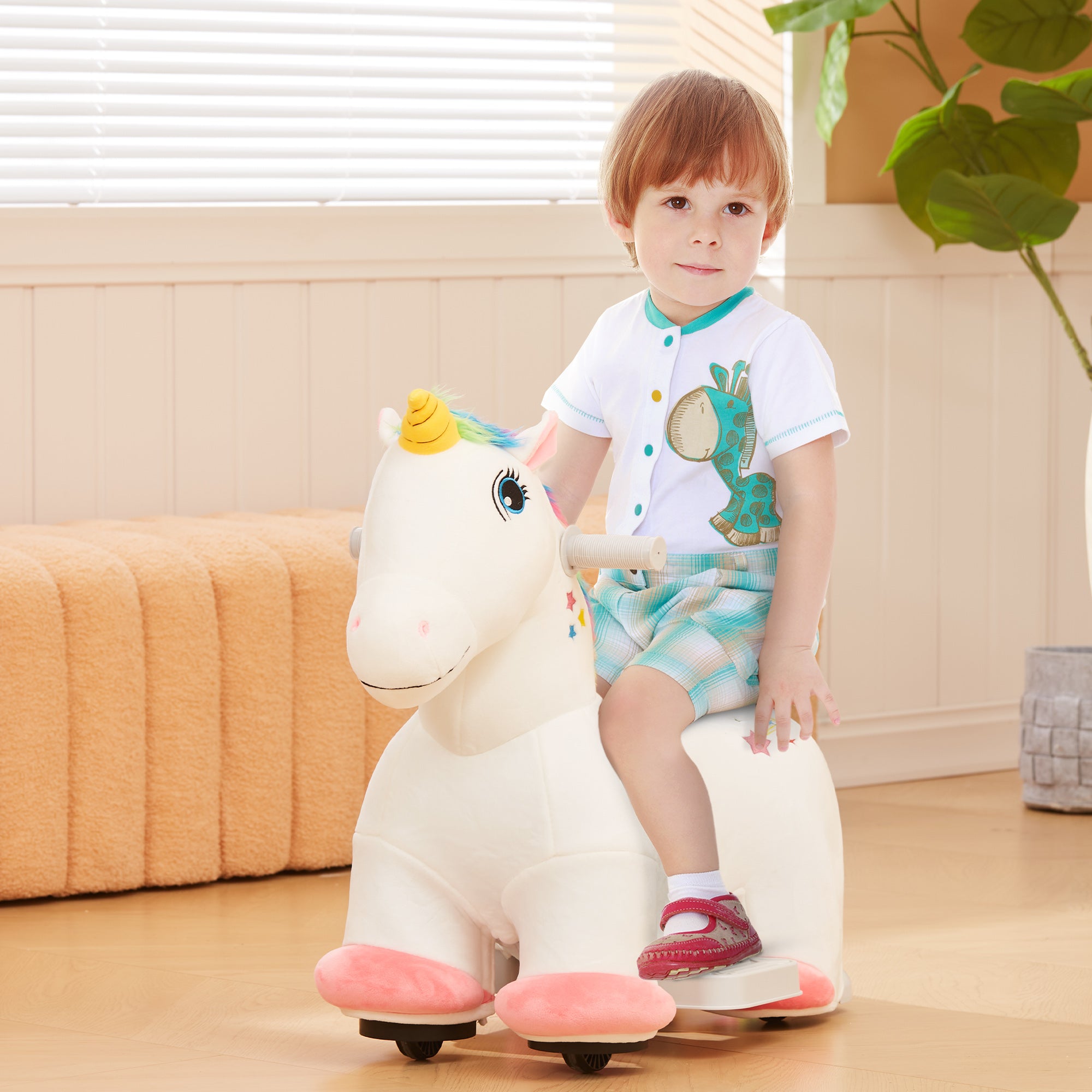 Kids Ride on Unicorn, 6V Battery Powered Electric Ride on Animal Toy w/ Music Forward, Foot Pedal for Aged 18-36 Months