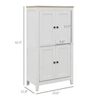 Bathroom Storage Cabinet, Modern Bathroom Floor Cabinet with 4 Doors and 2 Adjustable Shelves, White