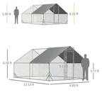 Large Chicken Coop Metal Chicken Run with Waterproof and Anti-UV Cover, Spire Shaped Walk in Fence Cage Hen House for Outdoor and Yard Farm Use, 1" Tube Diameter, 9.8' x 13.1' x 6.6'