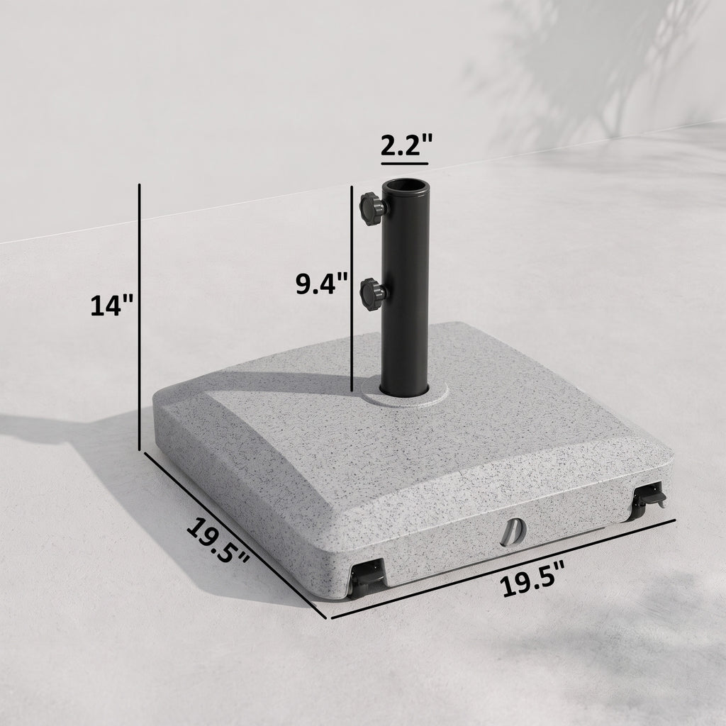 Patio Umbrella Base with Wheels, 53lbs Water or 66lbs Sand Filled, Heavy Duty Outdoor Umbrella Stand Holder, Gray