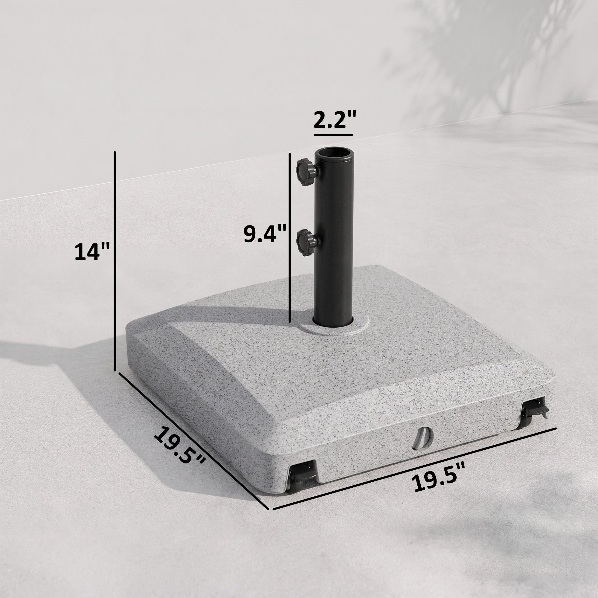 Patio Umbrella Base with Wheels, 53lbs Water or 66lbs Sand Filled, Heavy Duty Outdoor Umbrella Stand Holder, Gray