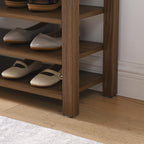Height-Adjustable Long Shoe Bench with Lift-Up Concealed Storage, Durable Stool with Ventilated Compartments, 39.5" L x 12" W x 22" H, Brown