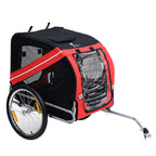 Dog Bike Trailer, Pet Wagon Bicycle Trailer with Easy Folding Cart Frame, 20" Large Rubber Wheels, 3 Entrances, Mesh Screen, Pet Bike Trailer for Off-Road & Travel, Red and Black