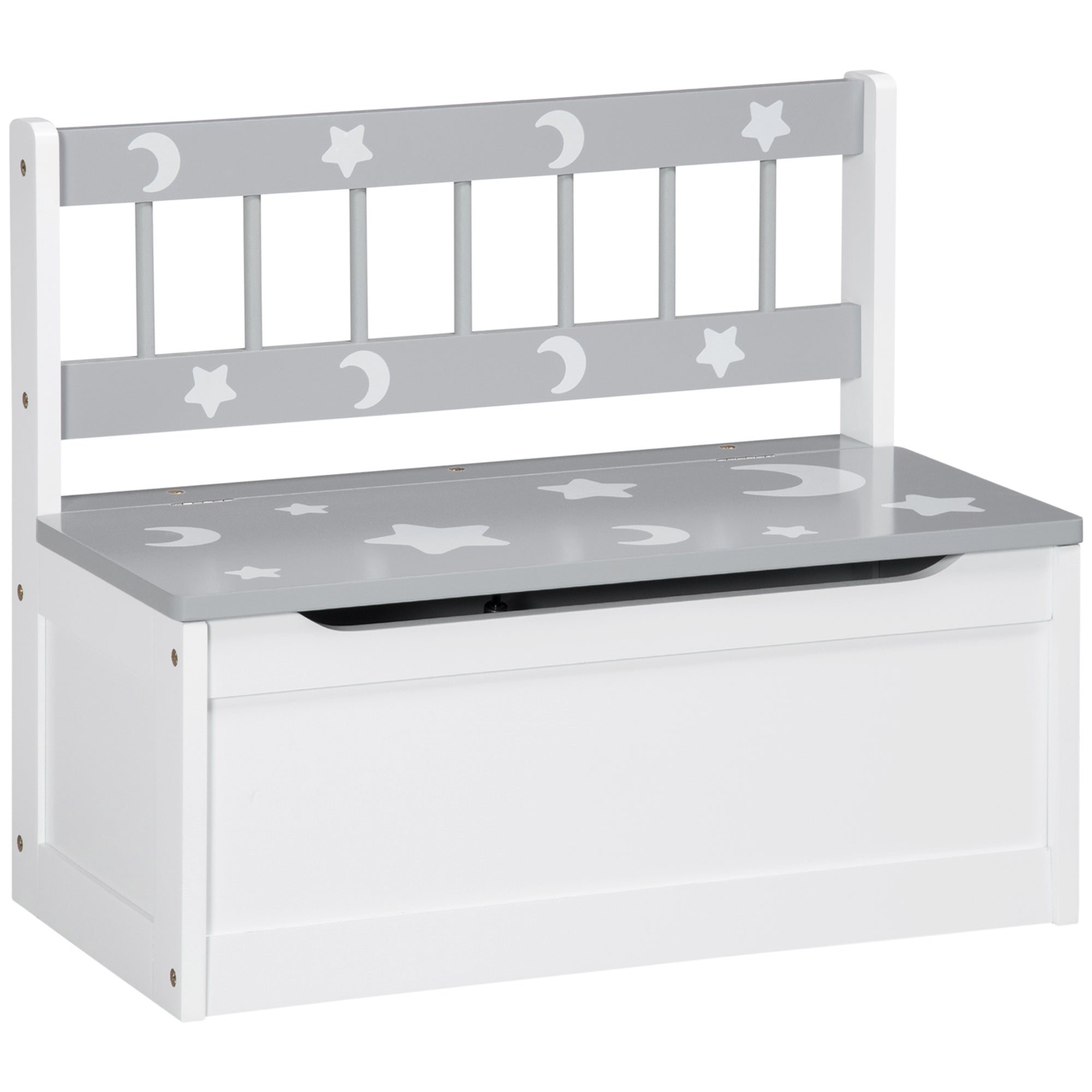 Toddler Toy Box Storage Bench with Large 27 Liter Interior, Kids Storage Bench Seat with Storage for Toddler Playroom Furniture, Kids Bedroom Furniture, Toy Organizer and Storage Bin, Gray