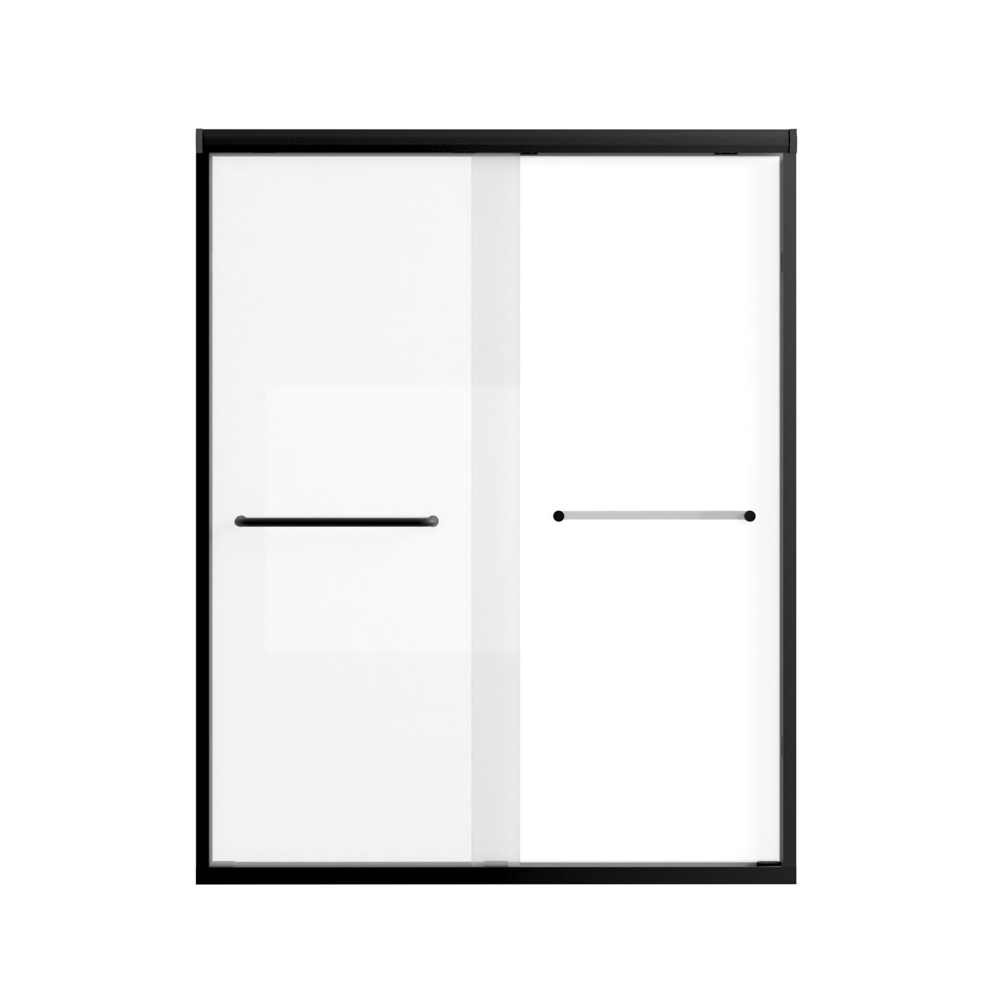 Double Sliding Glass Shower Door with Explosion-Proof Safety Film, Durable Aluminum Panel for Bathroom, 54" L x 0.5" W x 72" H, Matt Black