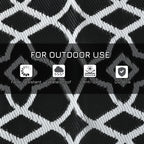 Reversible Outdoor Rug Carpet RV Camping Rugs with Carry Bag, 9' x 18', Black & White Clover