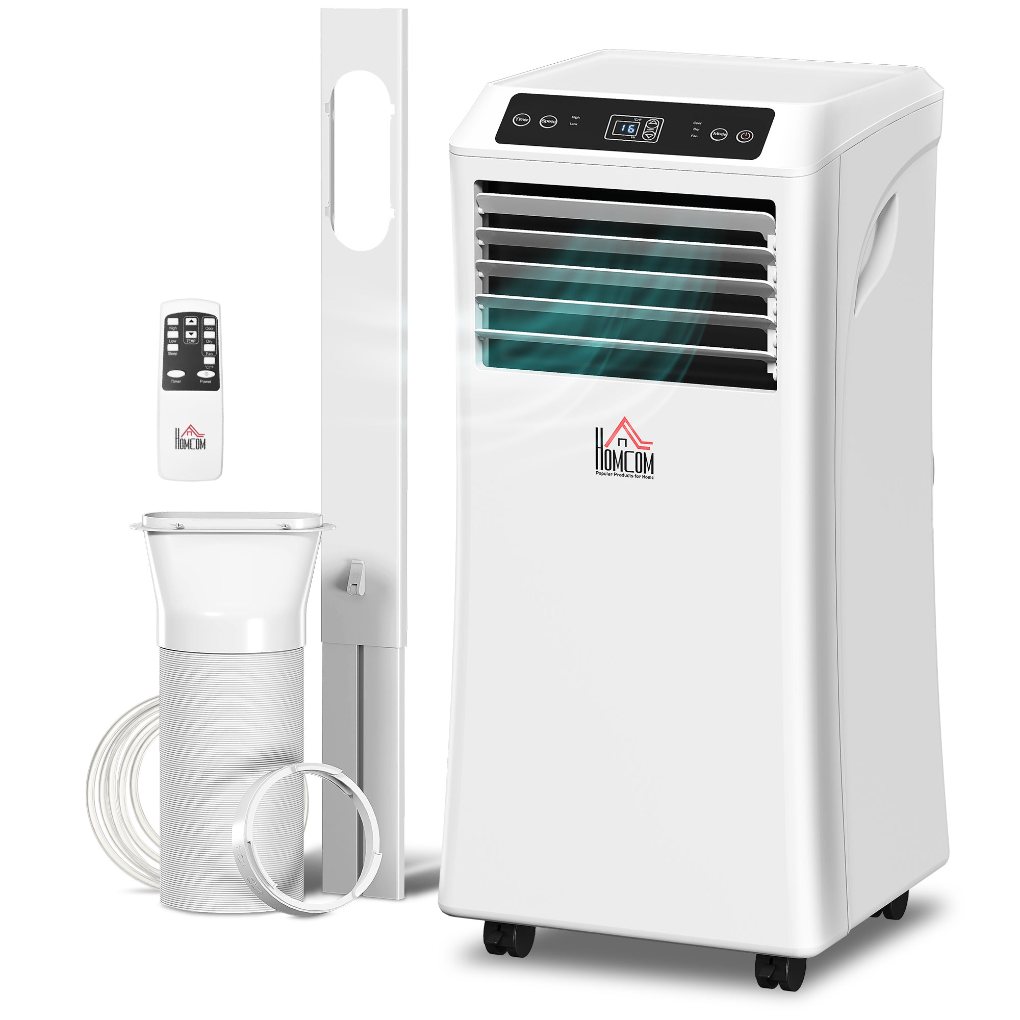 10000 BTU Mobile Portable Air Conditioner with Cooling, Dehumidifier and Ventilating, 2 Speed Fans, 24-Hour Timer, White