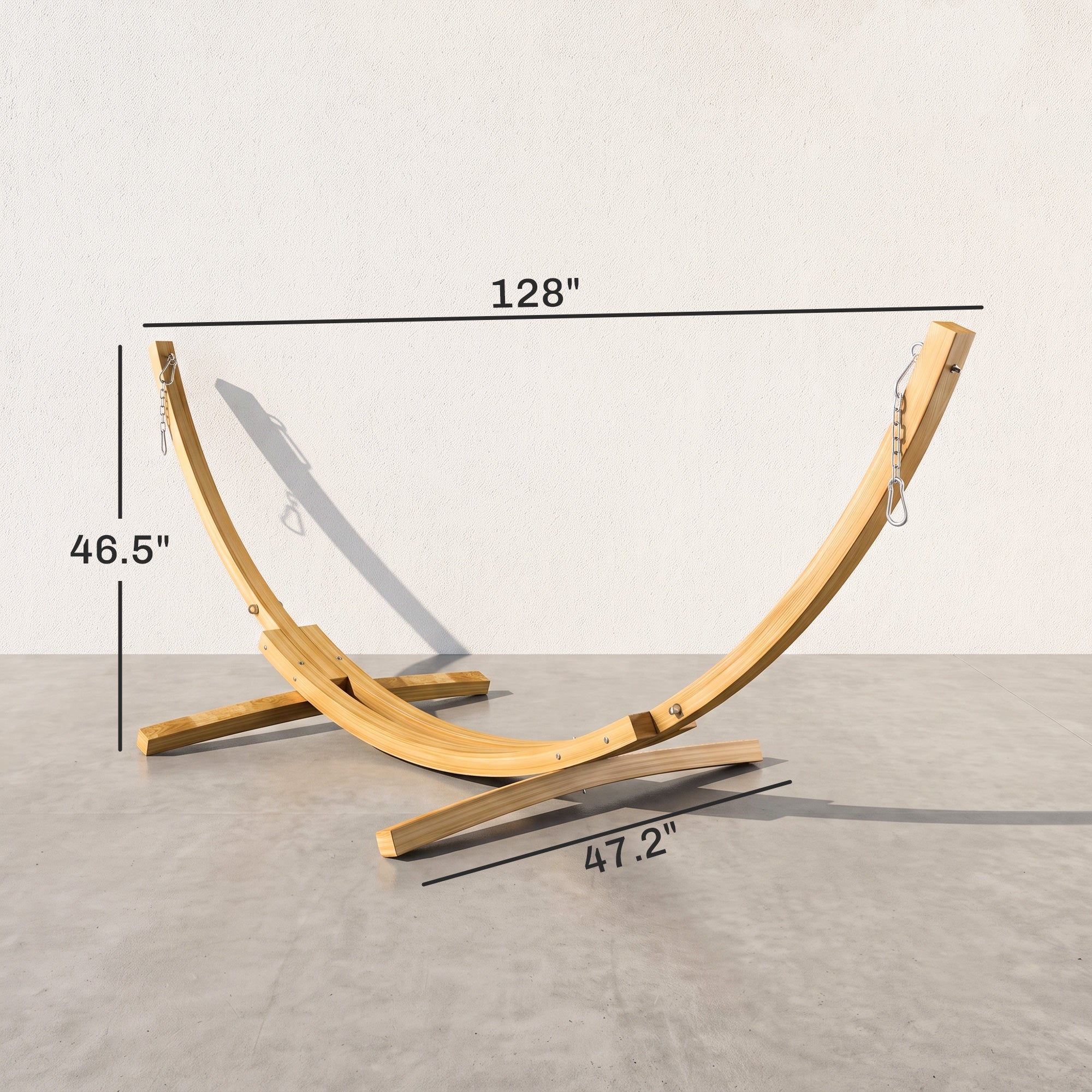10.6' Wooden Hammock Stand Only, Universal Hammock Frame for Single Bed, Garden Picnic Camp Accessories, 264lbs, Natural