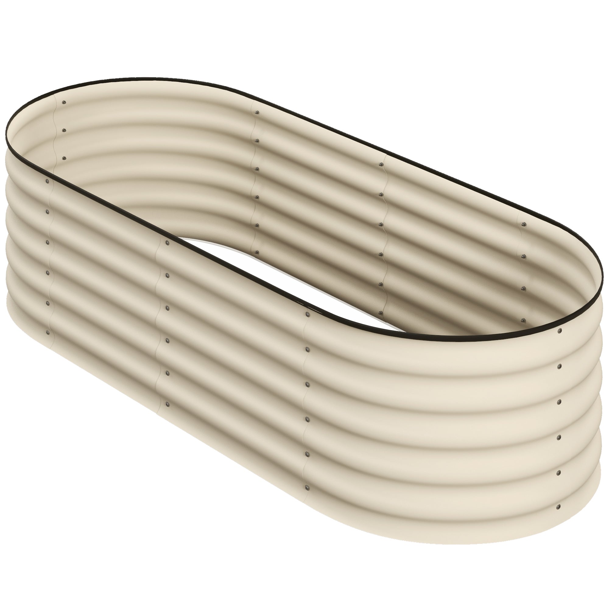 4.9' x 2' x 1.4' Galvanized Raised Garden Bed Kit, Metal Planter Box with Safety Edging, Cream