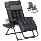Padded Zero Gravity Chair, Folding Recliner Chair with Cup Holder Cushion, Black