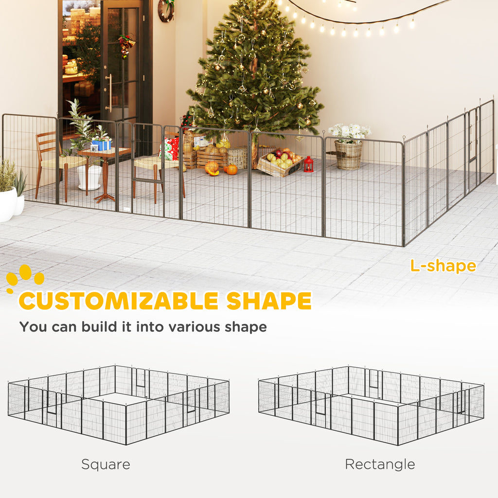 Dog Playpen for Indoor Outdoor, 24 Panels 39" H Puppy Playpen with Lockable Door, DIY Shape Pet Exercise Fence, Gray