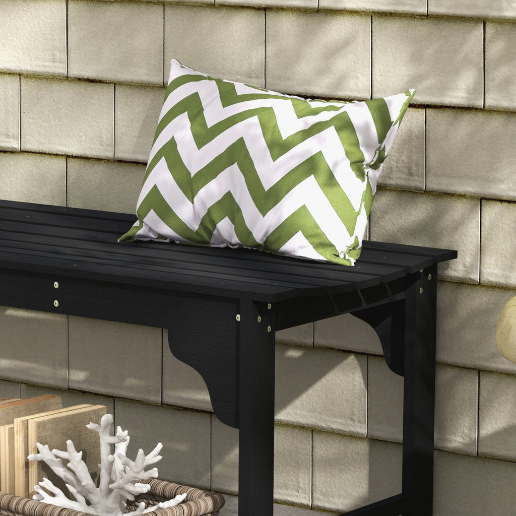 Slatted Wooden Garden Bench, Curved Seat Front Porch Bench, Black