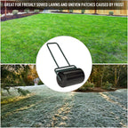 20-Inch Push/Tow Behind Lawn Roller Filled with 10 Gal Water or Sand for Flattening Sod in the Garden, Dark Green
