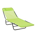 Folding Chaise Lounge Chair, Pool Sun Tanning Chair, Outdoor Lounge Chair with Reclining Back, Breathable Mesh Seat, Headrest for Beach, Yard, Patio, Green