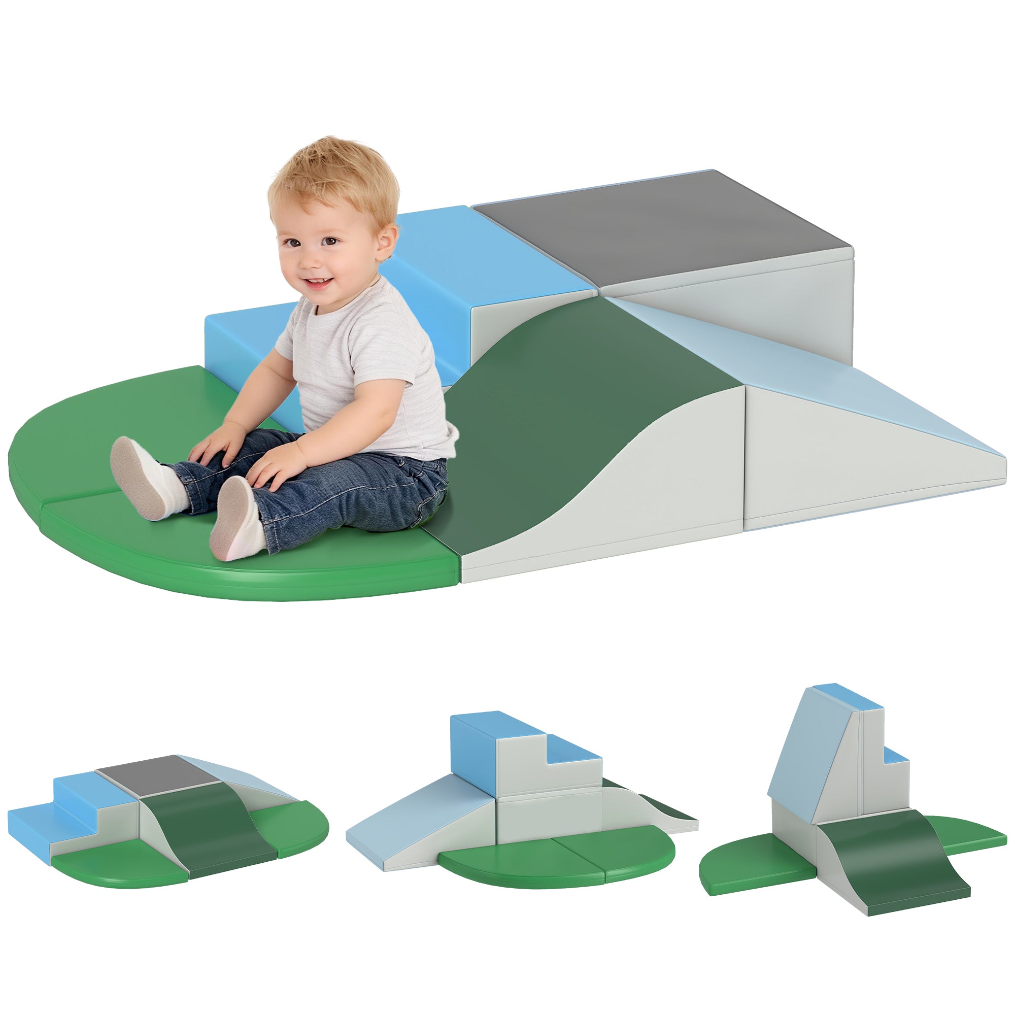6-Pieces Foam Climbing Blocks for Toddlers 1-3 Years, Soft Play Set for Climb and Crawl, Contemporary