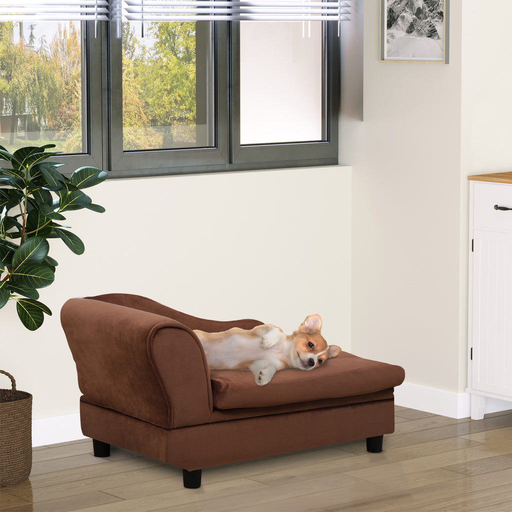 Pet Sofa Bed Couch with Storage, Pet Sofa for Cats and Small Dogs, Brown