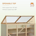 45" Extra Large Wooden Hamster Cage, 3-Layer Rat Cage with Opening Roof, PVC Window, Small Animal Habitat for Gerbil, Dwarf & Syrian Hamsters, Natural