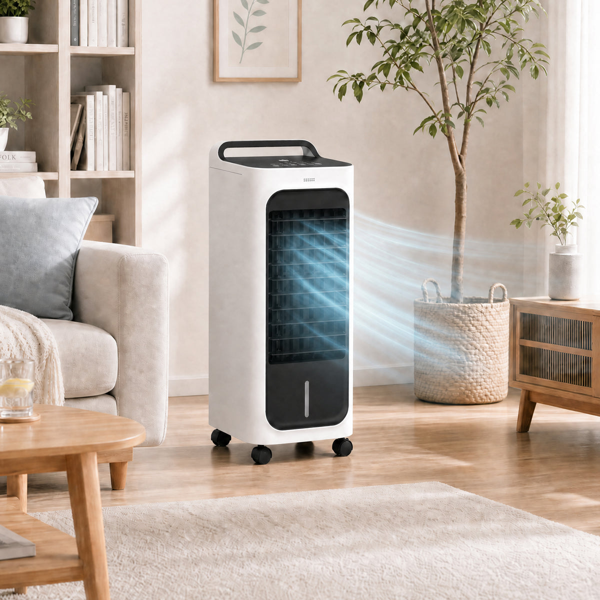 Room Air Cooler with Ice Packs, Ice Cooling Fan Water Humidifier Unit with Remote, Timer, Oscillating