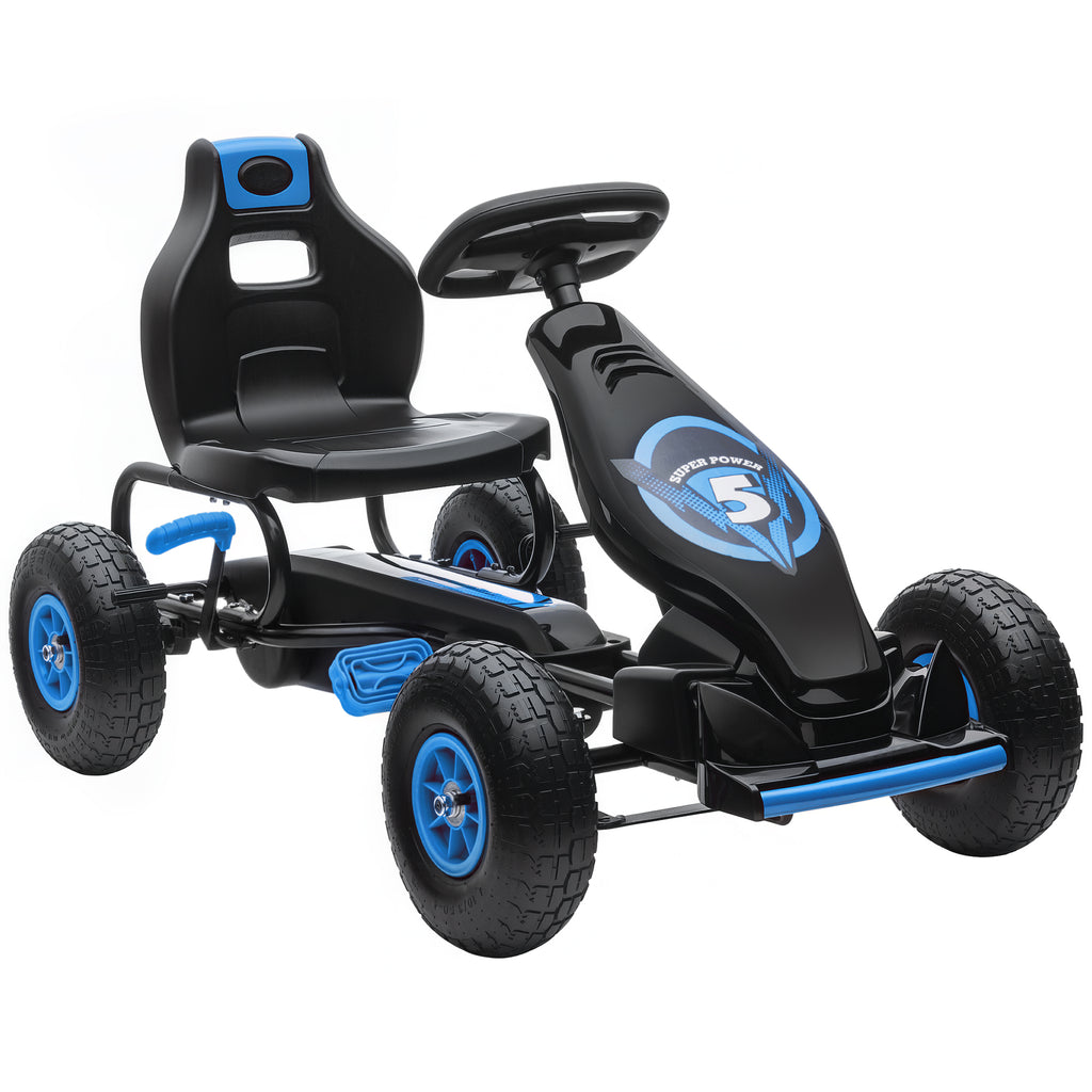 Kids Pedal Go Kart Ride-on Toy with Ergonomic Comfort, Pedal Car with Tough, Wear-Resistant Tread, Go Cart Kids Car for Boys & Girls with Suspension System, Safety Hand Brake, Ages 5-12, Blue