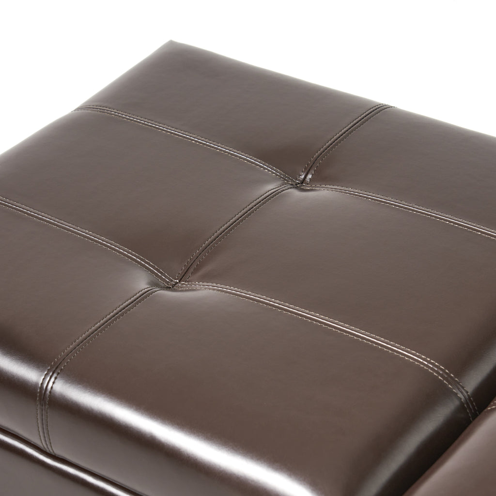 Storage Ottoman with Cushioned Top, Sturdy Frame, and Space-Saving Design, 46.5" L x 20.75" W x 17.25" H, Chocolate
