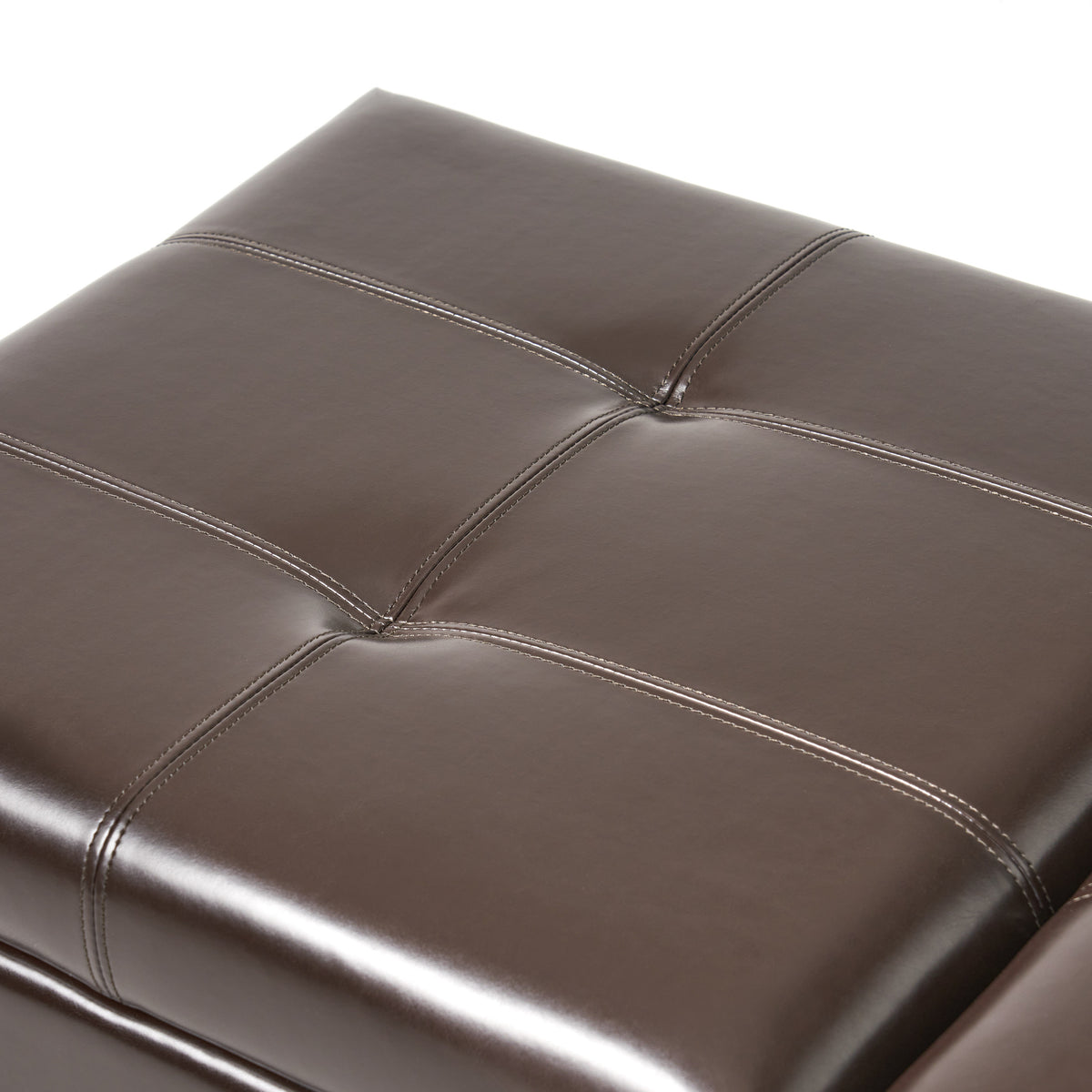 Storage Ottoman with Cushioned Top, Sturdy Frame, and Space-Saving Design, 46.5" L x 20.75" W x 17.25" H, Chocolate
