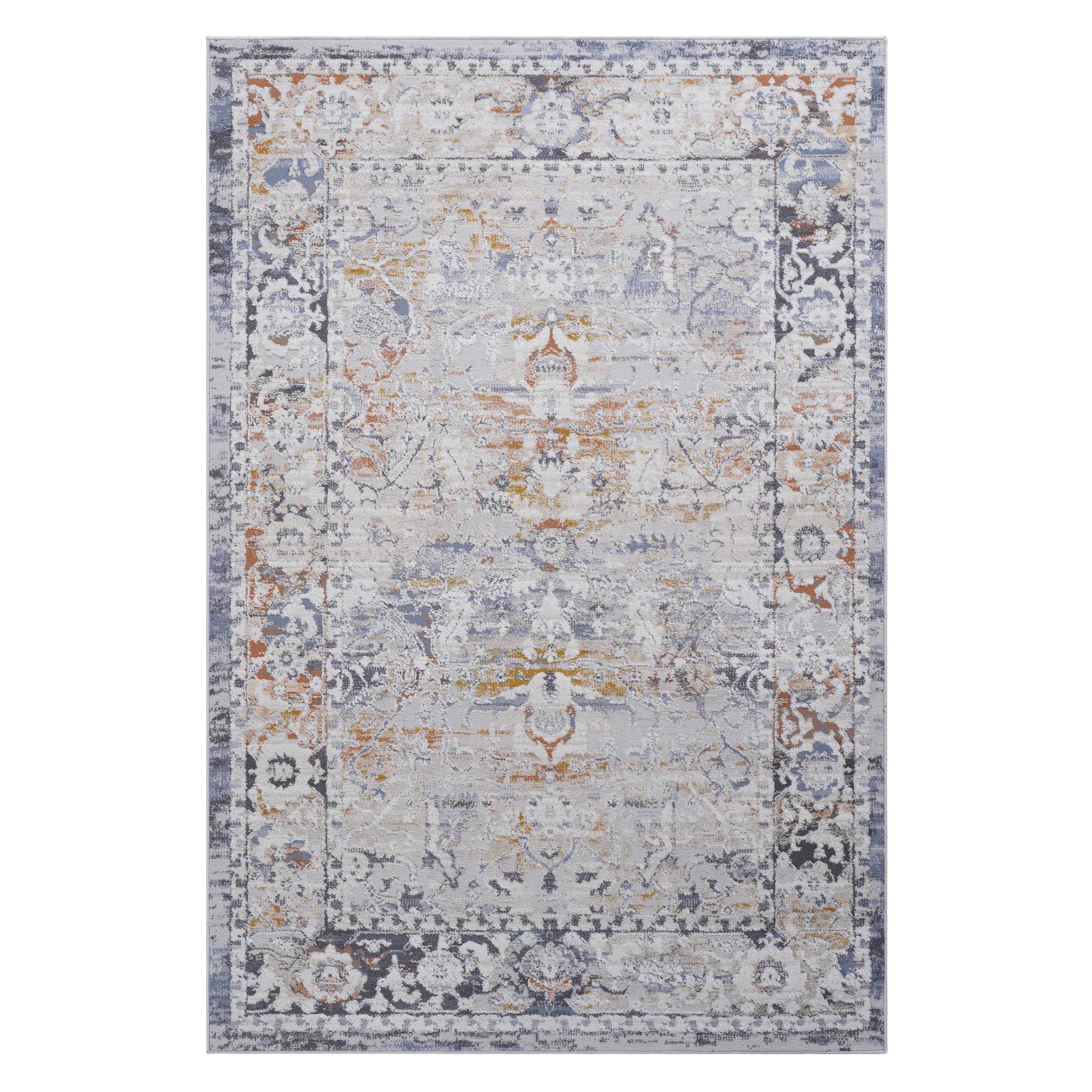 Naar 6x9 Stain-Resistant Area Rug with Cotton Backing, Medium Pile Height, Kid and Pet-Friendly Carpet, 93" L x 79" W x 0.3" H, Ivory+Gray
